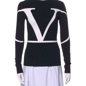 Valentino Monochrome V-Emblem Sweater